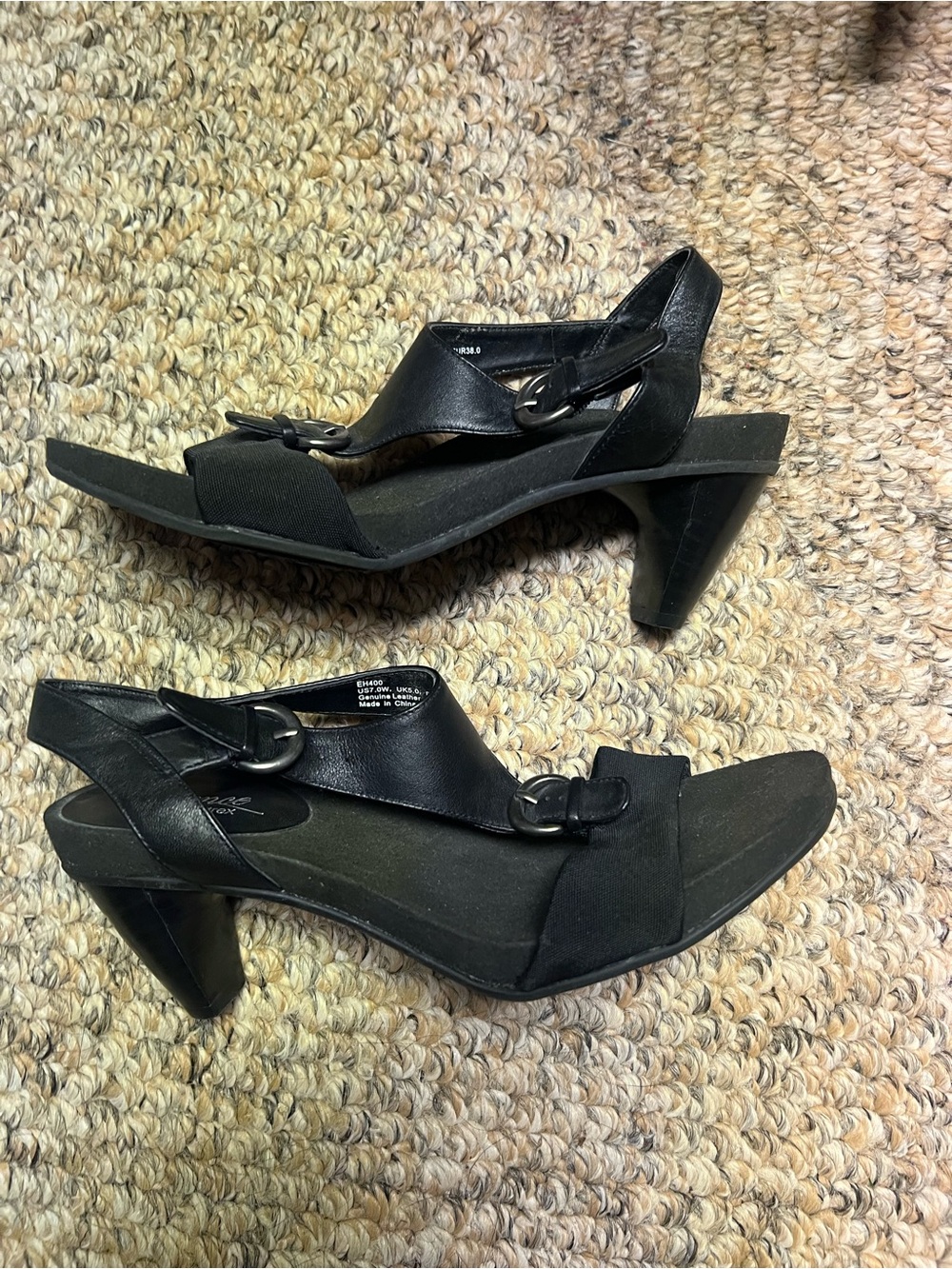 Women's Black Essence by Aetrex Dress Sandals with Buckle Accent